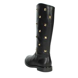 Florens Girls' Boots F6424 Black <b>Leather</b> Knee High With Gold Studs For Winter Wear - Product Image 2