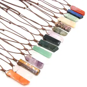 Multi Colors Orgone Natural Stone Irregular Cuboid Square Shape Energy Healing Crystals Pendant Necklaces For Men