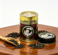 Boîte en étain vintage JH Chic à double couvercle avec impression offset et design artisanal pour le thé et le café
