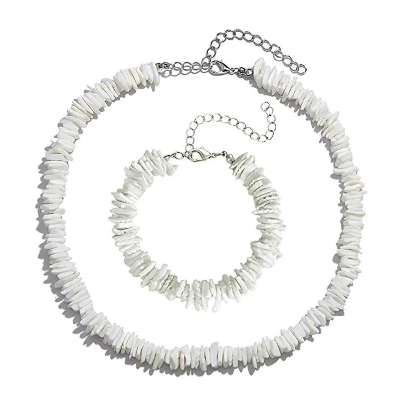 Vente en gros bijoux hawaïens coquillage perlé blanc puka collier ras du cou plage d'été