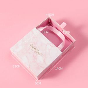 Custom Luxury <b>Pink</b> Paper Marble Slide Drawer Box for Wedding Candy <b>Gift</b> Packaging and Favors - Product Image 6