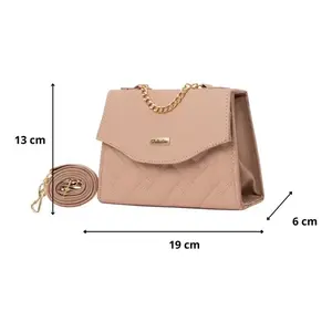 Sac messager pour femme Dafne en microfibre matelassé avec bandoulière chaîne, sac à maquillage tendance 19x6x13 cm, léger, toutes saisons - Product Image 1