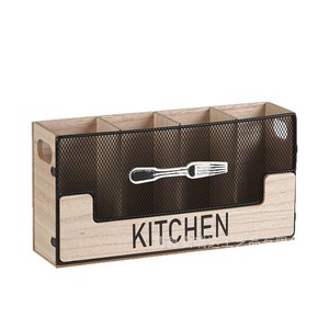Organizador de Cubiertos de Madera, Estante de Almacenamiento de Cubiertos de Hierro para Cocina, Tipo Vertical Multiusos - Product Image 5