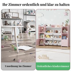 Libreria per bambini ha 8 scatole di immagazzinaggio e 4 scomparti aperti in legno cubo libreria - Product Image 5