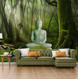 वन बुद्धा प्रतिमा छील और छड़ी वॉलपेपर दीवार कागज की भित्ति - Product Image 1