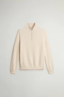 Pull à col roulé mi-zippé avec poignets et ourlet, étiquette avec logo au bas, pulls pour hommes