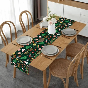 Chemin de table scandinave de Noël, design minimaliste bonhomme de neige et <span class=keywords><strong>sapin</strong></span>, en tissu polyester <span class=keywords><strong>pour</strong></span> la décoration de table moderne des fêtes. - Product Image 1