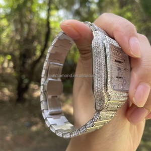 Hip Hop Bust Xuống Cơ Khí Đồng Hồ Đeo Tay Vuông Quay Iced out Moissanite Kim Cương Đồng Hồ Cho Nam Giới - Product Image 5