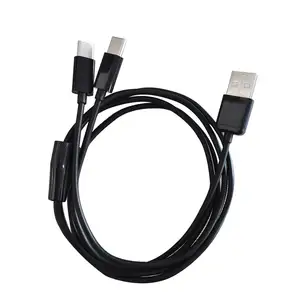 1m USB 2.0 A male to Double usb type c male Y splitter power cable