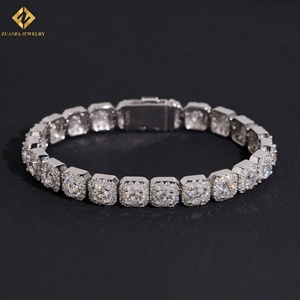 ZUANFA 925 Sterling Silver Cushion Square Halo Moissanite Tennis Bracelet VVS DEF Lab Grown Moissan <b>Iced</b> <b>Out</b> Sugar Cube Bracelet - Product Image 1