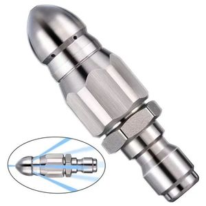 High <b>Pressure</b> Nozzle Stainless Steel 1/4 Quick Insert Front 1 Rear 6 <b>Sprayer</b> Head For Sewer Cleaning Unclogging - Product Image 1