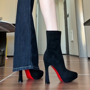 Nuevas Botas de Tobillo con Tacón Grueso para Mujer, Otoño, Invierno, Verano, Color Sólido, Cierre de Velcro, Impermeables, Ligeras, Tacón Alto, Malla, Estilo Caballero - Product Image 1