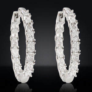Boucles d'oreilles créoles Radiant Lab Diamond In-Out 3,50 carats, sertissage griffe, couleur E-F/clarité VS, bijoux pour femme - Product Image 3