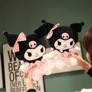 Aoger dibujos animados Sanrio Kuromi muñeco de peluche princesa vestido lindo pequeño diablo Kawaii suave animales de peluche Juguetes