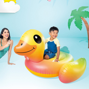 Canard géant jaune gonflable pour <span class=keywords><strong>piscine</strong></span>, flotteur à roulettes pour l'eau avec poignées, jouet de natation en PVC durable pour enfants - Product Image 5