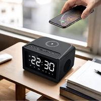 Jam Alarm Speaker Nirkabel Populer untuk Hotel, Speaker Multifungsi Desktop 15W