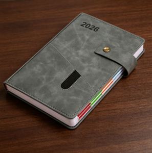 New <b>A5</b> Notebook Embossed Linen PU Leather Cover Saddle Stitching Lined Grid Dotted Diary Promotional Pocket Journal Hardcover - Product Image 2