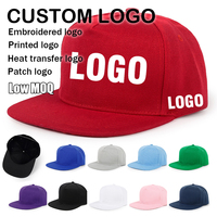 Gorras de Béisbol Personalizadas de Color Sólido, Estilo Hip Hop, Visera Plana, Cierre a Presión, Logotipo Bordado, 5 Paneles, Unisex, Venta al Por Mayor, Acrílicas