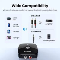 Receptor Bluetooth RCA UGREEN 5.1 AptX HD, Adaptador Inalámbrico Auxiliar con Conector de 3.5 mm para TV y Automóvil, Receptor de Audio Bluetooth 5.0 2RCA