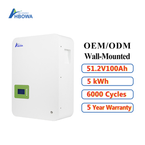 HBOWA Système domestique 10kwh 5kwh 51.2v 100ah d'alimentation murale 200ah Batteries au lithium-ion pour la maison Lifepo4 pour le stockage de l'énergie - Product Image 1