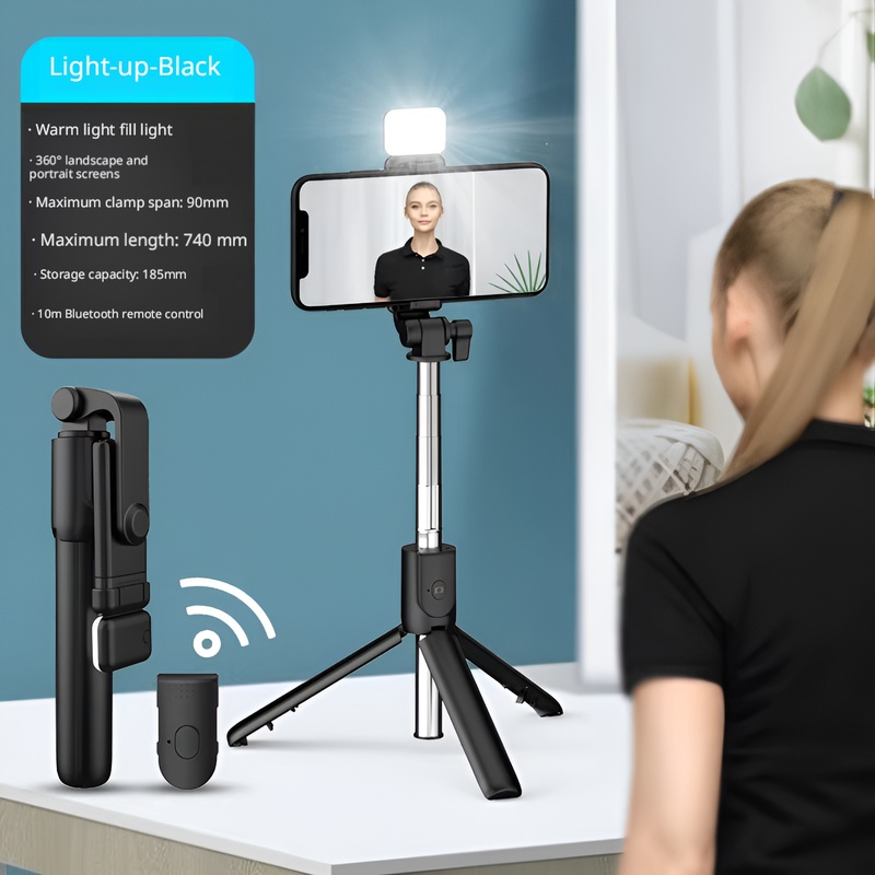 Perche à selfie avec lumière d'appoint R1s-0.7m, noire