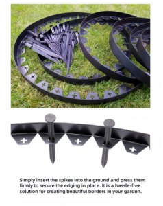 Easyflex Heavy Duty Easy to Install Plastic Edging <b>Roll</b> <b>Kit</b> No Dig Garden Border with Anchoring Spikes - Product Image 1