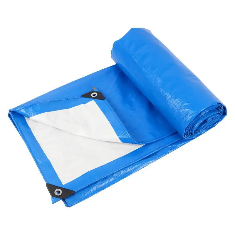 Produit personnalisé 2 côtés bleu 4m x 50m bâche en polyéthylène étanche pour tente extérieure auvent extérieur bâche en PE