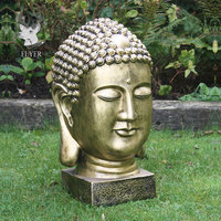 Buste de Bouddha en cuivre fait à la main en métal fait à la main en laiton coulé Fengshui Sculpture de tête de Bouddha en bronze