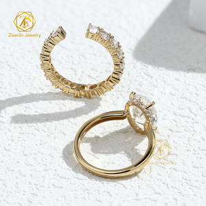 GIA IGI认证椭圆形10K 14K 18k纯金实验室种植钻石戒指订婚结婚戒指男女新娘情侣套装 - Product Image 3