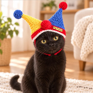 Ensemble chapeau et écharpe pour animaux de compagnie en crochet fait main, coton coloré, accessoire pour chat et chien, motif personnalisable - Product Image 3