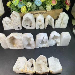 Venta al por mayor de piedra de cuarzo natural, geoda de ágata blanca, torre de cristal de ágata blanca, punta de drusa, punta de cristal brillante para decoración - Product Image 2