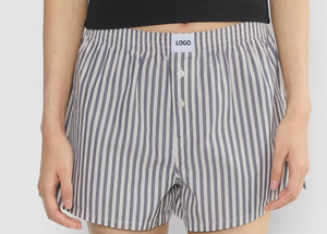 Pantaloncini Bermuda in cotone 100% da <span class=keywords><strong>donna</strong></span> <span class=keywords><strong>Boxer</strong></span> Casual a vita alta con tecnica ricamata traspirante e ampia vestibilità - Product Image 4