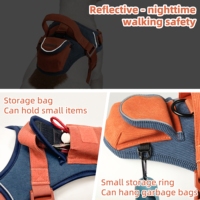 Harnais pour chien anti-traction style selle, respirant, réglable, en velours côtelé doux, avec petite poche de rangement