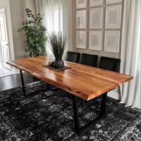 Mesa de Comedor MORE DESIGN de Madera Maciza de Nogal con Borde Natural para Restaurante, Muebles de Cocina Modernos a Precio de Fábrica