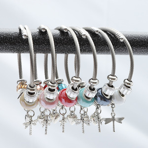 Fashion Crystal Bead <strong>Bracelet</strong> <strong>Dragonfly</strong> Flower love Pendant Ladies Charm <strong>Bracelet</strong> Factory Direct Sales for Women Girls - Product Image 1