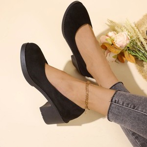 Chaussures pour femmes à bout rond et talon moyen, élégantes et tendance, nouvelle collection automne, grande taille, à enfiler, à bouche peu profonde - Product Image 1