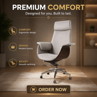 Chaise de bureau pivotante exécutive en cuir minimaliste moderne avec dossier haut, réglable en hauteur, design ergonomique pour usage domestique ou professionnel