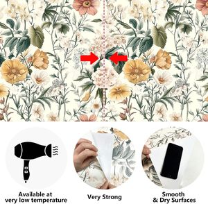 Papier contact floral auto-adhésif, papier peint imperméable en vinyle amovible, style bohème, pour la décoration des étagères et des armoires de salle de bain - Product Image 5
