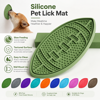 Tapis de léchage en silicone BPlus en forme de ballon de rugby, 153 g, 25*15 cm, avec rebord surélevé et motif central en dentelle, anti-glouton, vente directe d'usine en gros