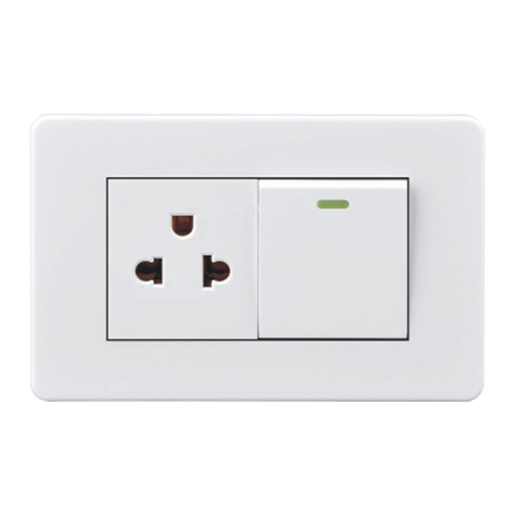 New Arrival 1 Gang 3 Pin Socket Light Switch and American Type Wall Light Switch Socket