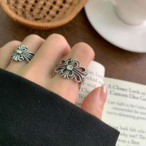 Bague unisexe en argent sterling, design punk exagéré, bijoux hip-hop, bague ouverte réglable, esthétique métal liquide de niche, nouveauté - Product Image 3