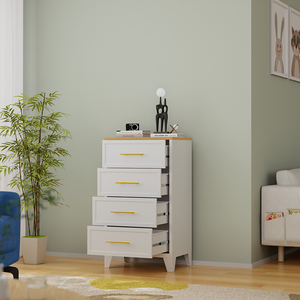 Mesitas de noche blancas de 4 cajones, mesita de noche para dormitorio con cómoda, muebles para el hogar, almacenamiento de Metal para sala de estar - Product Image 2