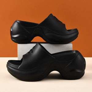 Tongs compensées pour femmes à bout ouvert en EVA, sandales d'été de plage respirantes et antidérapantes blanches - Product Image 3