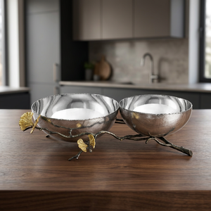 Decorative Eco-Friendly Stainless Steel Salad Serving Bowl Lightweight Golden Leaf Accents Handmade <b>Mirror</b> Polished Classic - Product Image 3