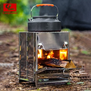 Parrilla de barbacoa cuadrada de acero inoxidable para exteriores, estufa plegable para acampar, soporte para leña. - Product Image 2