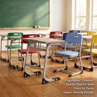 En promotion : Ensembles bureau et chaise pour étudiants, mobilier scolaire, chaise de classe, tables et chaises métalliques réglables en hauteur