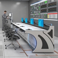 Bureaux de console ergonomiques et durables en acier de style industriel moderne pour salles de contrôle informatique de bâtiments de bureaux