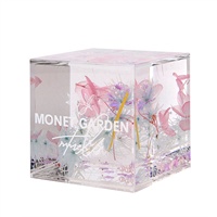 Presse-papiers en cristal en forme de cube avec huile liquide ondulante |   Accessoire de bureau en acrylique 3D pour cadeaux de bureau