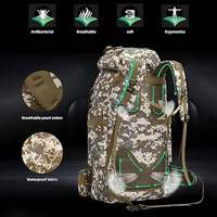 Mochila de Senderismo Resistente de 70L, Mochila de Expedición de Alta Resistencia con Bolsa de Cintura Extraíble, Correas MOLLE para Camping y Trekking
