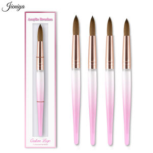Jieniya <span class=keywords><strong>2023</strong></span> Pinceles de <span class=keywords><strong>Uñas</strong></span> <span class=keywords><strong>Acrílicas</strong></span> Profesionales de Alta Calidad, Transparentes, con Mango de Cristal Rosa, 100% Kolinsky - Product Image 1